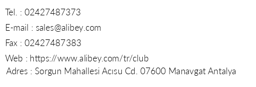 Alibey Club Park Manavgat telefon numaralar, faks, e-mail, posta adresi ve iletiim bilgileri